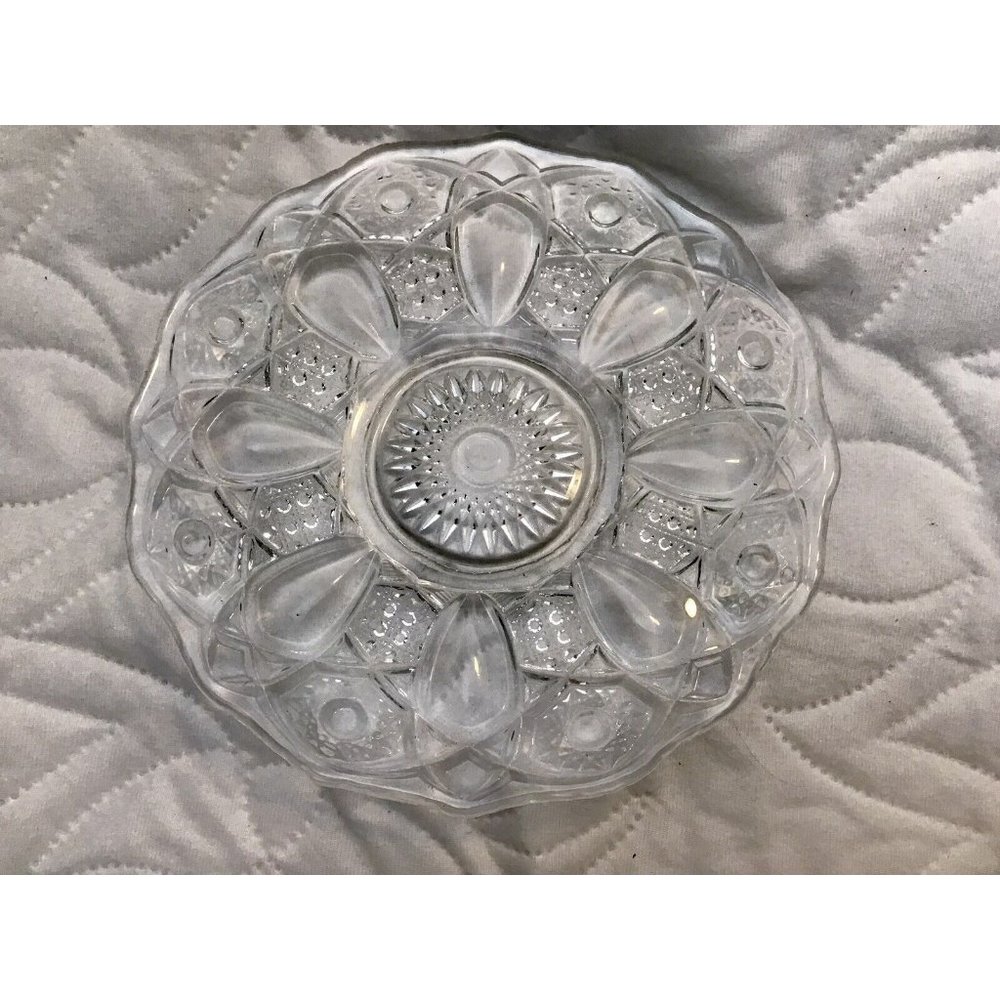 Smith Glass Decorative Serving Tray Vintage Sandwich Plate Quintec Clear 11”